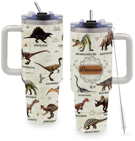 TNASURHUS Gifts for Fathers, Dinosaur 40oz Tumbler with Handle | Dinosaur Mug for Men, Christmas, Birthday Gifts for Adults, Party Supplies Decorations, Travel Cup, Water Bottle