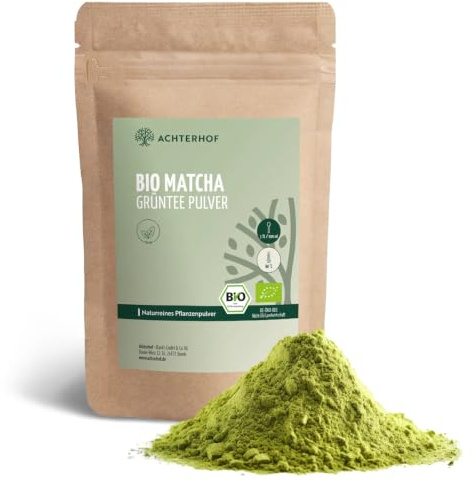 Bio Matcha Grüntee Pulver 100g | für Matcha Latte oder Tee | naturrein und vegan | Achterhof