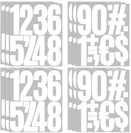 FSSTUD 12 Sheets 5 Inch Large Vinyl Number Stickers Waterproof Mailbox Number Stickers 0-9 Self Adhesive Number Decals Sticky Door Address Numbers Removable Stick On Numbers White