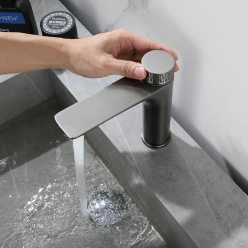 Robinet de salle de bain automatique sans contact noir avec finition dorée brossée High Tech pour maisons modernes