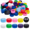 SOFPLATE 90 bouchon de Bouteille en Plastique Coloré de 1.2 pouces avec 90 cabochons Noirs et Blancs à Yeux Mobiles et Mobiles Bouchons de Bouteille Colorés Couvercle Supérieur pour Bricolage Artisana