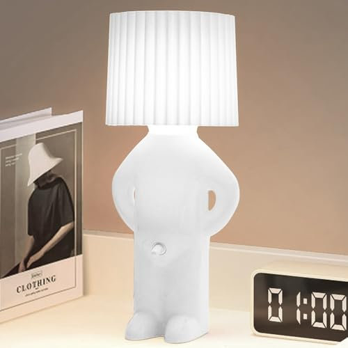 KQWVZ Lustiges LED Tischleuchte, Kreative Nachtlicht A Little Shy Man, Schüchterner Mann Nachtlicht Mit Schirm, Romantische LEDNachttischlampe, Tischleuchte LED für Schlafzimmer (Weiß)