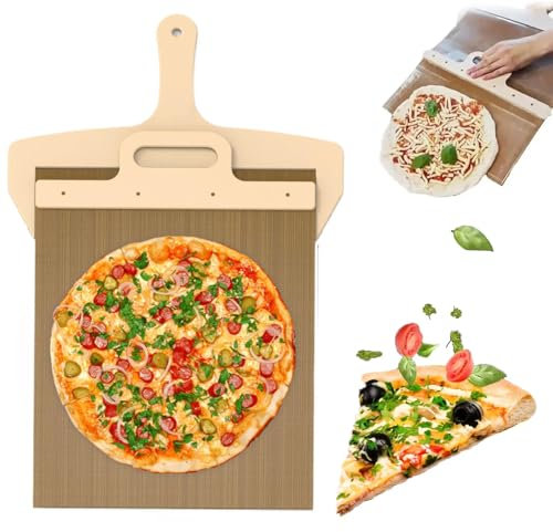 12 Inch Pizza Peel 58 x 30 cm Sliding Pizza Peel with Handle and Baking Cloth Non-Stick Coated Pizza Slider, Sliding Pizza Shovel for Easy Transfer of Pizza, Bread, Cake, Pizza Accessories