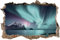 DesFoli Wandtattoo Polarlichter Landschaft - verschiedene Rahmentypen DW000120 Farbe Brauner Stein Querformat, Größe 150 cm x 100 cm