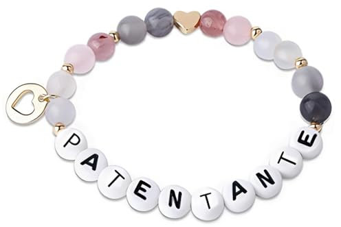 TENGEE 1 Stück Patentante Armband,Patentante Geschenk,PatIn Geschenk Taufpaten Armband,Handgemacht,Handmade Edelstein Perlen Stretch Armbänder,Geeignet Für Pate Und Frauen