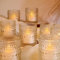 Ligtmor Paquete de 12 vasos transparentes para velas de té, portavelas de vidrio con patrón de puntos en relieve, candelabros vintage románticos, vasos transparentes para velas de té, decoración de es