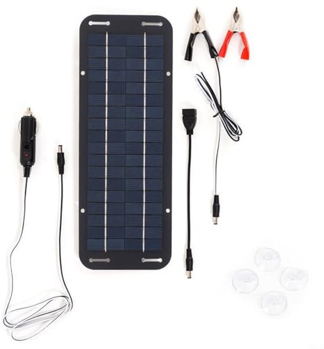 Entgoinggo Solar Car Battery Charger,30W Solar Panel 12V Trickle Charger Battery Maintainer Kit For Car Boat RV With Multiple for PROTECTION