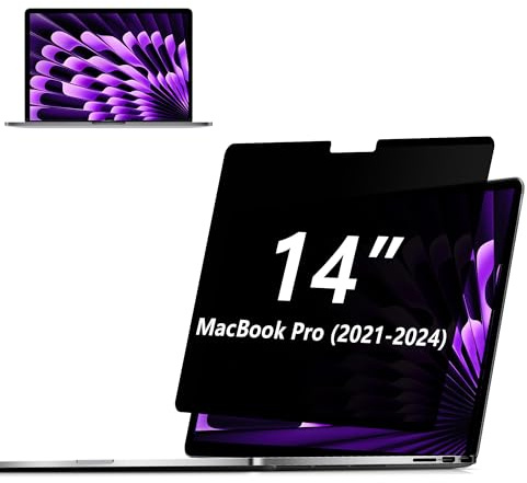 Adeway de Pantalla Privacidad MacBook Pro 14 (2021–2024, M1-M4, Pro, Max), Anti-Espía, Filtra Luz Azul, Fácil Instalación, Mate Anti-Reflejo, Bloquea Luz Azul y UV, Diseño Delgado, Ideal Viajes