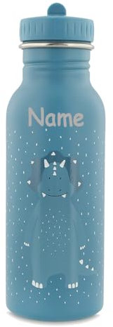 Edelstahl Trinkflasche für Kinder mit Namen graviert von Trixie ultraleicht auslaufsicher Trinkschnabel für Kinder ab 3 Jahren (Triceratops, 500 ml)