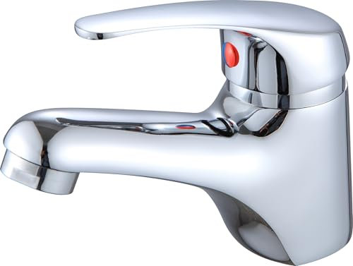 Xcel Home Modern Chrome Basin Mixer Tap with 40mm Ceramic Cartridge | Single Lever Monobloc Design | Ideal for Bathroom Sinks | Compatible with Slotted Basin Waste (1 Pack)