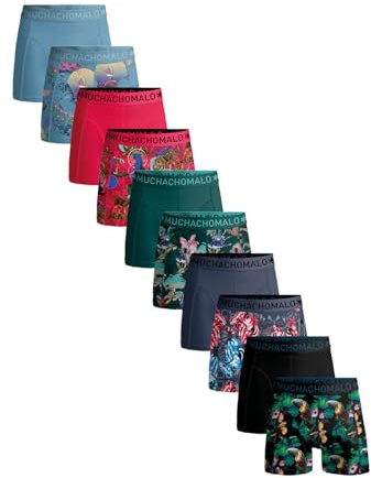 Muchachomalo Herren Boxershorts 10er-Pack, Print, Baumwolle, Elastischer Bund