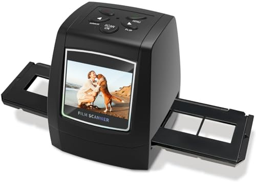 Mini Digital Film & Slide Scanner – Converts 35mm Negatives & Slides to JPEG Photo – Includes 2.4 LCD Screen – Easy Load Film Adapters