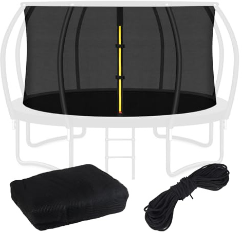 Ersatz-Trampolin-Schutznetz für 4,3 m, 8 gebogene Stangen, oberes Ringsystem, nur 35,6 cm, rundes Sicherheitsnetz, Trampolin-Zubehör mit Schutzschnallen, verstellbare Riemen, Reißverschluss