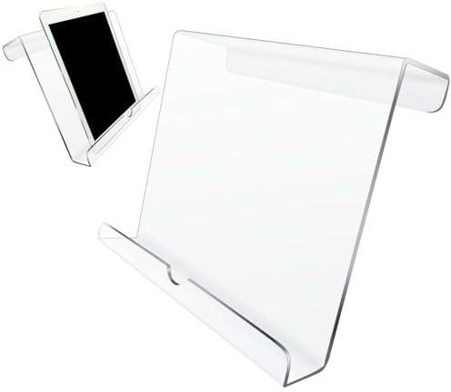 Soporte de Libros de Acrílico Transparente o Negro – 16x18x6,3cm Soporte para Tablet y Móvil en Cinta de Correr | Porta Libros y Tablets para Cinta de Correr, Bicicleta Estática, Stepper, Atril para L