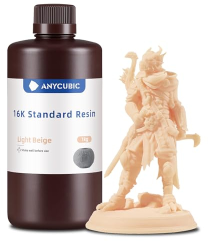 Anycubic 16K Standard 3D Printer Resin, Light Beige, 1000g | Geringe Schrumpfung, 85D Härte, matte Textur für Miniaturen und mechanische Teile, geruchsarm, 405 nm LCD/DLP-kompatibel
