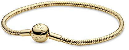 PANDORA Schlangen-Gliederarmband in Gold mit 18 Karat vergoldete Metalllegierung aus der PANDORA Moments Collection, 15cm