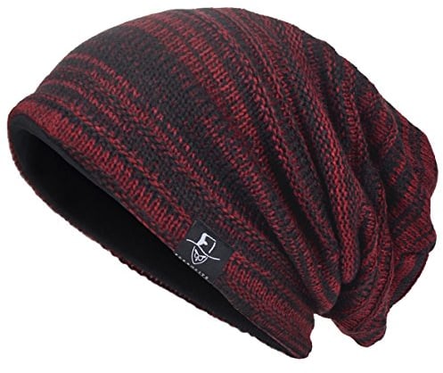 VECRY Herren Slouchy Stricken Beanie Skull Caps Künstlerische Hüte, M, Rotwein