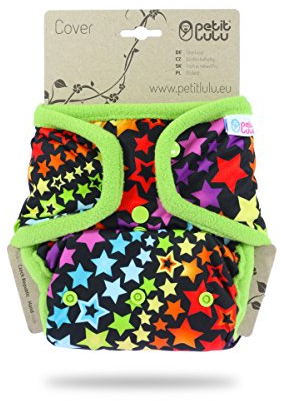 Petit Lulu One Size Überhose (5-16 kg) für Stoffwindeln Druckknöpfe (Regenbogensterne)