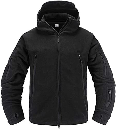 Memoryee Uomo Giacche Antivento Giacca in Pile Outdoor Militare Caldo Cappotto/Black/M