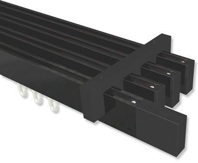 INTERDECO Innenlauf-Gardinenstange eckig 14 x 35 mm 4-läufig, kantige Innenlaufstange aus Metall, Schwarz, zur Deckenmontage, Typ 10212918, 600 cm