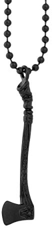 Akitsune Securis Anhänger inkl. 70cm Kette | Halskette Frauen Herren Edelstahl Axt Holzfäller - Mattschwarz