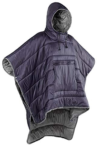 Gaorui Winter Poncho Coat Outdoor Camping Warmth Small Quilt Blanket Water-resisitant Sleeping Bag Cloak Cape with Hat for Adult Men Women