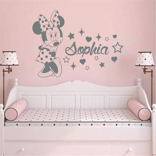 Minnie Wandtattoo Benutzerdefinierte Name Für Mädchen Schlafzimmer Vinyl Wandaufkleber Kinderzimmer Personalisierte Name Tier Maus Kindergarten Decorsyy963
