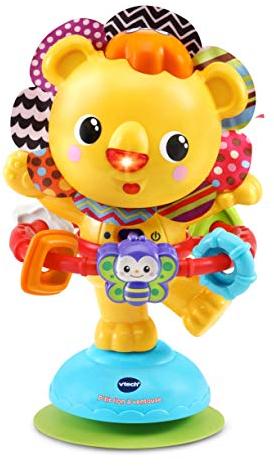 VTech - Hula-Hoop, P'tit Lion à Ventouse, Hochet à Ventouse pour Table et Chaise Haute, Jouet d'Éveil Musical et Sensoriel, Cadeau Bébé Dès 6 Mois - Contenu en Français