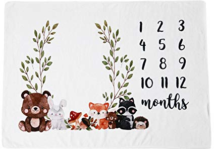 Asudaro Baby Monats Decke Meilensteindecke Monatsdecke Fotodecke für Baby Milestone Fotografie-Requisiten Hintergrund-Tuch Foto Hintergrund Baby Geschenk für Jungen & Mädchen 100X75cm Bär
