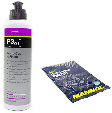 Micro Schleifpolitur mit Carnaubawachs Cut & Finish P3.01 Koch Chemie 250 ml inkl. Microfasertuch