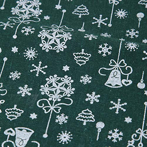 LICHENGTAI 100 cm Baumwollstoff Weihnachten Stoffpakete Patchwork Stoffe Baumwolle,Stoffe zum Nähen, Schneeflocke, Patchwork Stoffpaket zum Quilten DIY Basteln Handwerken, Grün