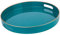 Simmer Stone Vassoio decorativo rotondo in plastica, rotondo in plastica con manici, moderno vanità e servizio per ottomana, tavolino, cucina e bagno, dimensioni 33 cm, verde scuro