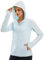 Libin Damen UPF 50+ Sonnenschutz Hoodie Full Zip Laufshirt Langarm Sun Shirt Sportshirt für Running Wandern Outdoor Surfen mit Taschen, Eisblau S