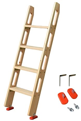 Hochbett Leiter Hook On Etagenbettleiter Holz Schwerlast Leitern Für Wohnmobile, Ersatzleitern Für Schlafzimmer/Loft/Schlafsaal, Mit Handlauf & rutschfeste Fußpolster, Belastung 130kg