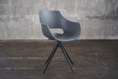 KAWOLA - ZAJA Drehbarer Esszimmerstuhl - Industrielles Design, Stabil und Strapazierfähig, Vielseitig Einsetzbar, Einfache Montage - Grau, Polyvinylchlorid