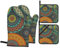 YUMEBLTD Ofenhandschuhe, buntes Vintage-Muster, Ofenhandschuh und Topflappen für Küche, Kochen, Backen, Grillen