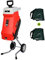 GREENCUT GE250C-2 - Biotrituratore elettrico, potenza 2600W, capacità di taglio 45mm, tramoggia grande, 2 sacchi di raccolta da 45l, ruote e maniglia di trasporto, rosso