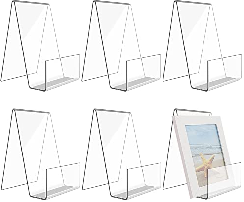 6 Pezzi di Libreria in Acrilico Trasparente, Display Espositore da Tavolo Acrilico, Espositori da Cavalletto, Supporto per Tablet Trasparente per Foto Libri Artigianato Fogli Musicali (Piccolo)