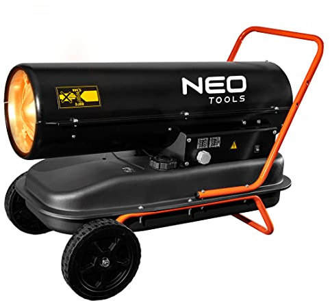 NEO TOOLS Chauffage à huile 30 kW, réservoir 34 l, consommation de carburant 2,8 l/h, débit d'air 750 m3/h, avec roues, fonctionne avec paraffine ou carburant diesel, classe de protection IPX4