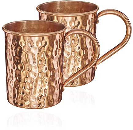 NKlaus 2x 145g Kupferbecher reines Kupfer (100%) Kupfertasse Zylinder Moscow Mule 500ml 11264