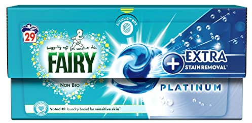 Fairy Non Bio PODS® Washing Liquid Laundry Capsules 29 Washes, Platinum, With Extra Stain Removal For Sensitive Skin