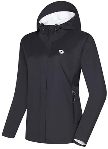 baleaf Vestes imperméables pour femme - Veste de cyclisme légère pour femme - Manteaux de pluie d'extérieur pliables - Coupe-vent - Pour la marche, Noir , XL