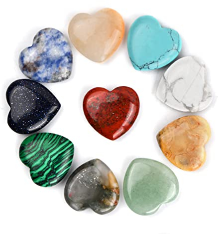 Anseom Herzsteine 10 Stück Herz Stein Herz Taschenstein Herzsteine Natürliche Heilsteine Herz Kristallsteine Herz Herz Stein Deko Kristall Edelsteinherz Herzform Heile Kristalle Edelstein(Mehrfarbig)