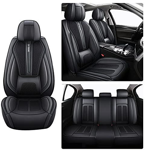 maiqiken Autositzbezüge Kompatibel mit Skoda Karoq 2018-2023 Protektoren Kissen Automotive Sitzbezüge Schwarz (MH97)