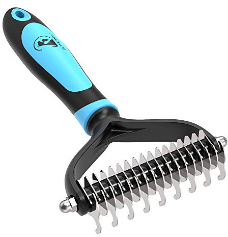 Bonve Pet Hundebürste Langhaar, Hundebürste Unterwolle Unterfellbürste Hunde Entfilzungsstriegel für Hunde & Katzen - Unterwollbürste gegen Verfilzungen & Unterwolle (Blau)