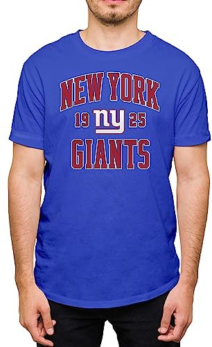 Hybrid Sports NFL Established – Offiziell lizenziertes kurzärmeliges Fan-T-Shirt für Erwachsene für Damen und Herren – Teamfarben, New York Giants - Königsblau, S
