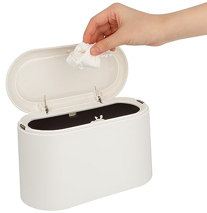 Cubo de Basura de Mesa con Tapa, Papelera de Escritorio Mini Bote de Reciclar, Cubo de Basura con Tapa de Resorte, Pequeño Design Cubos Basura, para Baño Oficina Hogar 22 * 11 * 13cm