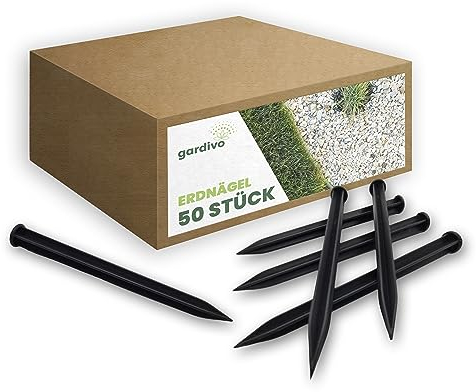 Gardivo Kunststoffnägel 18 cm für Rasenkante, Pflasterkante, Befestigungsnägel, Straßenbefestigung, stabile Kunststoffnägel zur einfachen Montage im Boden (50 Stück)