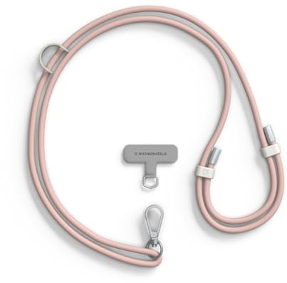 RhinoShield Cordon de téléphone en TPU durable Imperméable, boucle supplémentaire pour accrocher des accessoires, résistant et ajustable (Adaptateur pour lanière de téléphone inclus)-Rose Pâle