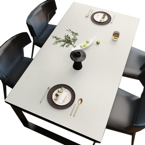 BHOMTY Tischfolie Multifunktionale Tischunterlage aus Leder Weiß 60 * 100cm | Wasserdicht Geeignet für Esstisch, Büroschreibtisch, Studentenschreibtisch